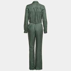 Pre Owned Diane Von Furstenberg Black Printed Silk Flared Jumpsuit S