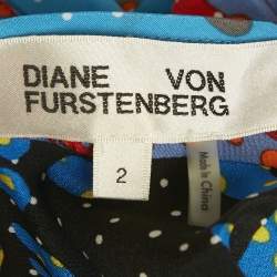 Pre Owned Diane Von Furstenberg Multicolor Printed Silk Maxi Dress S