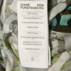 Pre Owned Diane Von Furstenberg Black Carrie Chain Print Jersey Button Front Belted Dress M