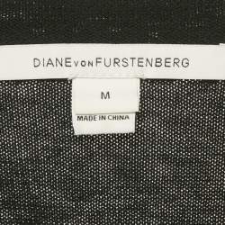 Pre Owned Diane Von Furstenberg Black Wool Blend Stud Detail Cardigan M