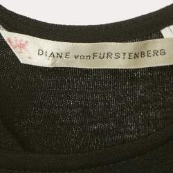 Pre Owned Diane Von Furstenberg Black Knit and Satin Layered Sleeveless Short Dress S