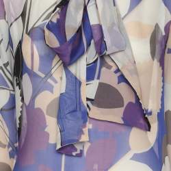 Pre Owned Diane Von Furstenberg Multicolor Printed Chiffon Dariana Tie Long Sleeve Shirt M