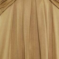 Pre Owned Diane Von Furstenberg Brown Silk Jersey Draped Dress M