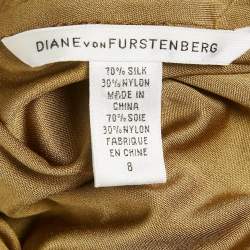 Pre Owned Diane Von Furstenberg Brown Silk Jersey Draped Dress M