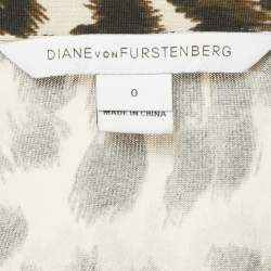 Pre Owned Diane Von Furstenberg Animal Print Cotton Wrap Around Playsuit XS
