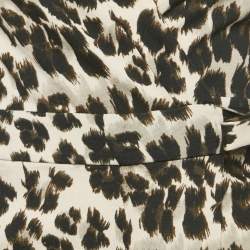 Pre Owned Diane Von Furstenberg Animal Print Cotton Wrap Around Playsuit XS