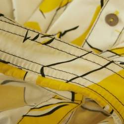 Pre Owned Diane Von Furstenberg Yellow /White Printed Cotton Halter Neck Short Dress M