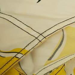 Pre Owned Diane Von Furstenberg Yellow /White Printed Cotton Halter Neck Short Dress M