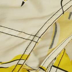 Pre Owned Diane Von Furstenberg Yellow /White Printed Cotton Halter Neck Short Dress M