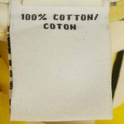 Pre Owned Diane Von Furstenberg Yellow /White Printed Cotton Halter Neck Short Dress M