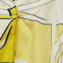 Pre Owned Diane Von Furstenberg Yellow /White Printed Cotton Halter Neck Short Dress M