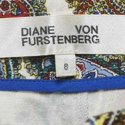 Pre Owned Diane Von Furstenberg Multicolor Paisley Print Cotton Zip Up Midi Skirt M