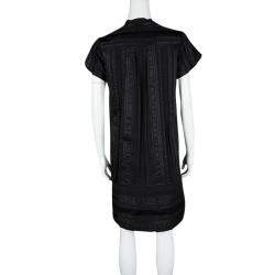 Pre Owned Diane Von Furstenberg Black Striped Jacquard Presley Shift Dress M