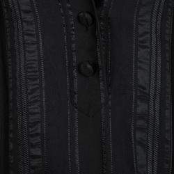 Pre Owned Diane Von Furstenberg Black Striped Jacquard Presley Shift Dress M