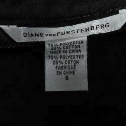 Pre Owned Diane Von Furstenberg Black Striped Jacquard Presley Shift Dress M