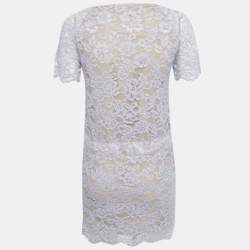 Pre Owned Diane Von Furstenberg Purple Lace Mini Dress XS