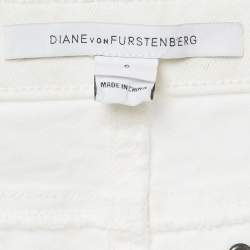 Pre Owned Diane Von Furstenberg White Denim Chainlink Jeans M/Waist 29"