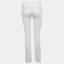 Pre Owned Diane Von Furstenberg White Denim Chainlink Jeans M/Waist 29"