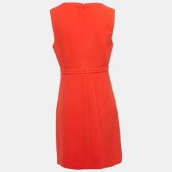 Pre Owned Diane Von Furstenberg Red Crepe Sleeveless Sheath Dress M