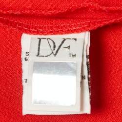 Pre Owned Diane Von Furstenberg Red Crepe Sleeveless Sheath Dress M
