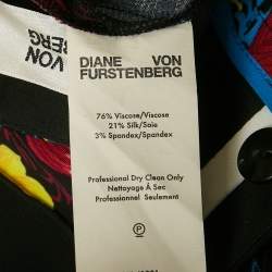 Pre Owned Diane Von Furstenberg Black Floral Print Crepe Trousers S