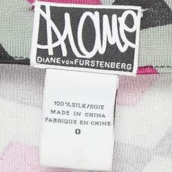 Pre Owned Diane Von Furstenberg Pink/Green Jersey New Julian Wrap Dress XS