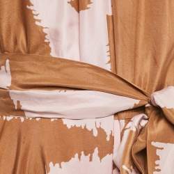 Pre Owned Diane Von Furstenberg Brown/Pink Printed Silk Naro Dress M