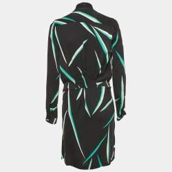 Pre Owned Diane Von Furstenberg Black Printed Crepe Mini Dress S