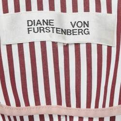Pre Owned Diane Von Furstenberg Red/White Striped Flared Blouse M
