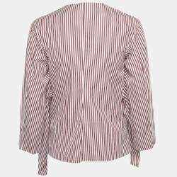Pre Owned Diane Von Furstenberg Red/White Striped Flared Blouse M