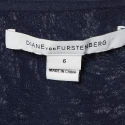 Pre Owned Diane Von Furstenberg Navy Blue Lace Julianna Wrap Dress M