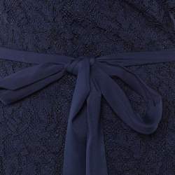 Pre Owned Diane Von Furstenberg Navy Blue Lace Julianna Wrap Dress M