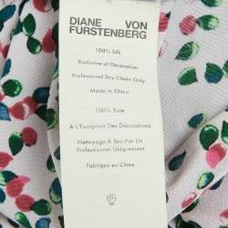 Pre Owned Diane Von Furstenberg Mauve Printed Silk Frill Detail Maxi Dress S