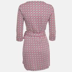 Pre Owned Diane Von Furstenberg Pink Jersey New Julian Mini Wrap Dress M