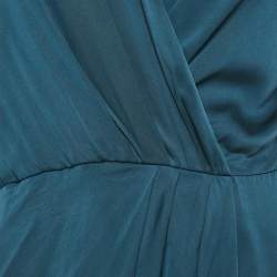 Pre Owned Diane Von Furstenberg Teal Blue Silk Wrap Style Short Dress M