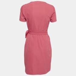 Pre Owned Diane von Furstenberg Pink Jersey Draped Waist Tie Detail Zoe Dress S