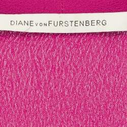 Pre Owned Diane von Furstenberg Pink Crepe Front Twist Elieen Maxi Dress S
