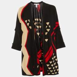 Pre Owned Diane von Furstenberg Black Silk & Cashmere Bonni Open Cardigan S