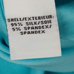 Pre Owned Diane Von Furstenberg Turquoise Blue Silk Button Front Blouse L