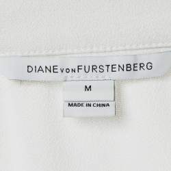 Pre Owned Diane Von Furstenberg White Crepe Karin Top M