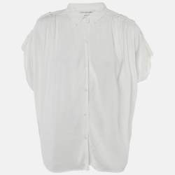 Pre Owned Diane Von Furstenberg White Crepe Karin Top M