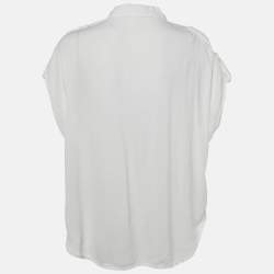 Pre Owned Diane Von Furstenberg White Crepe Karin Top M
