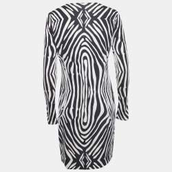 Pre Owned فستان ديان فون فرستنبرغ راب بأكمام من حرير جيرسي طباعة شفاه أسود ميديام