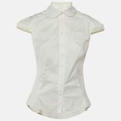 Pre Owned Diane Von Furstenberg White Cotton Como Button Front Shirt M
