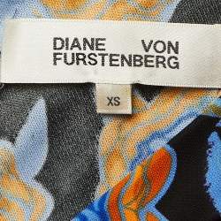 Pre Owned Diane Von Furstenberg Black Oracle Rose Print Jersey Jim Midi Dress XS