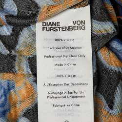 Pre Owned Diane Von Furstenberg Black Oracle Rose Print Jersey Jim Midi Dress XS