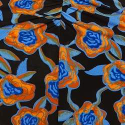 Pre Owned Diane Von Furstenberg Black Oracle Rose Print Jersey Jim Midi Dress XS