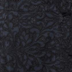 Pre Owned فستان ديان فون فرستنبرغ شيلين دانتيل أزرق كحلي / أسود برباط حول الجسم مقاس متوسط