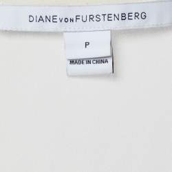 Pre Owned Diane Von Furstenberg Beige Silk Sheer Stella Top XS/S