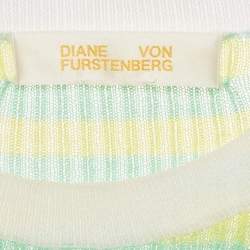 Pre Owned بلوزة ديان فون فرستنبرغ مقلمة متعددة الألوان منسوجة بأكمام طويلة صغيرة